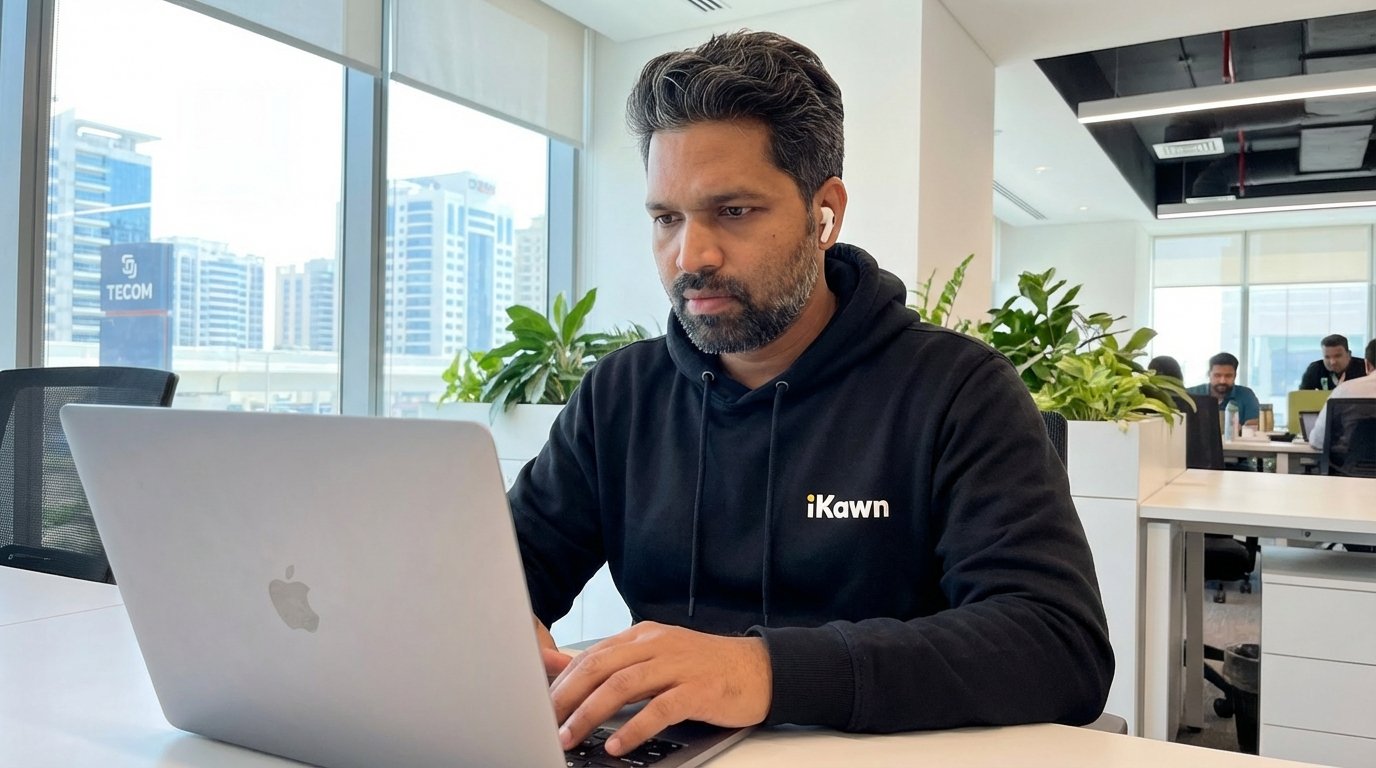 Vineet Jaydeo working on a laptop
